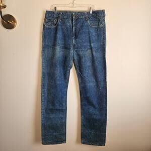 Vtg 1987 Levis 505 Red Tab Made in USA 40x34 Indigo Straight Leg, Rare Size